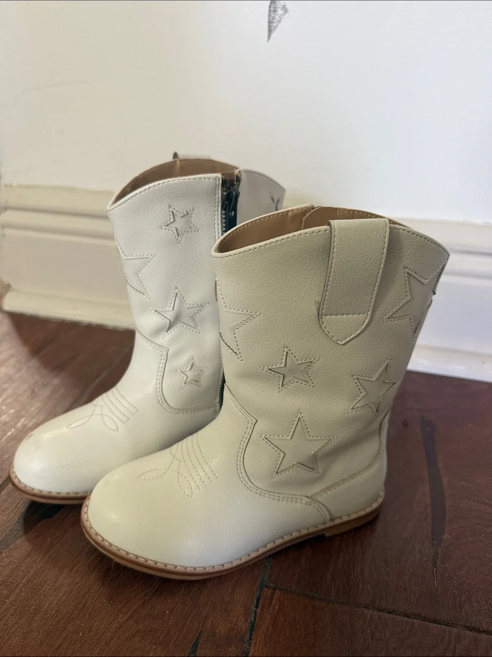 Janie and Jack White Star Embroidered Kids Cowboy Boots